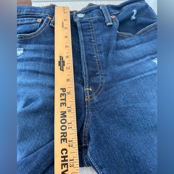 Levi's Ribcage Straight Ankle Jeans Distressed Dark Wash High Rise Button Fly 30 - Picture 7 of 9